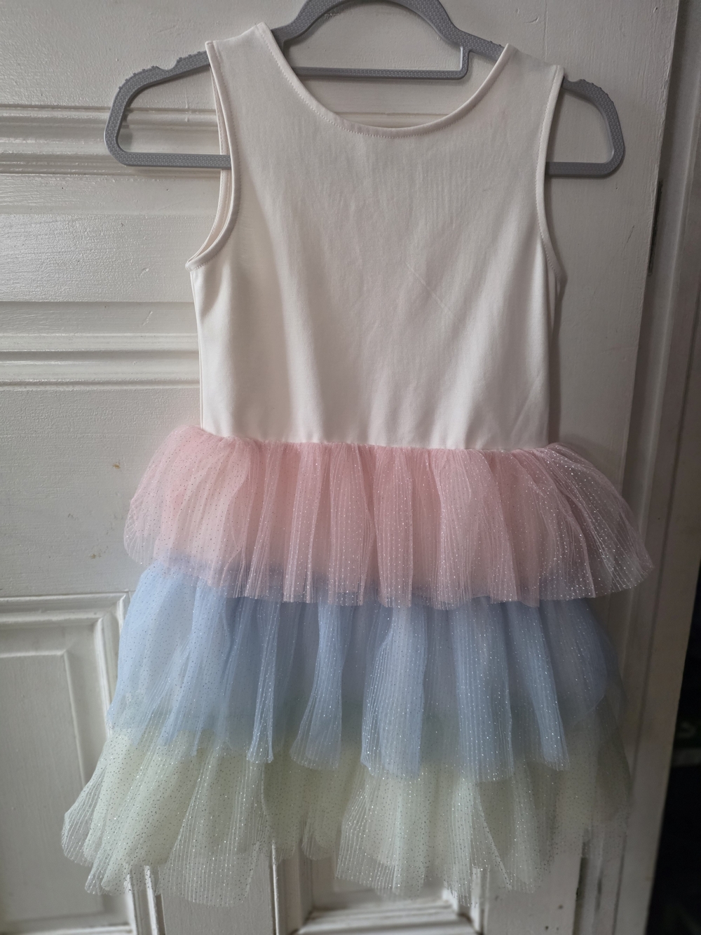 Girls Pastel Tulle Tiered Dress - Pink, Blue, Green, Cream